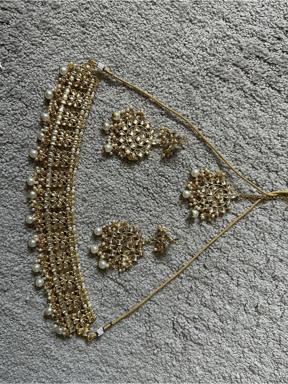 Gold Kundan Pearl Bridal Necklace Set